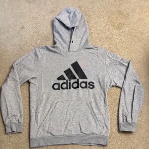 Adidas Light Gray Hoodie with Black Logo